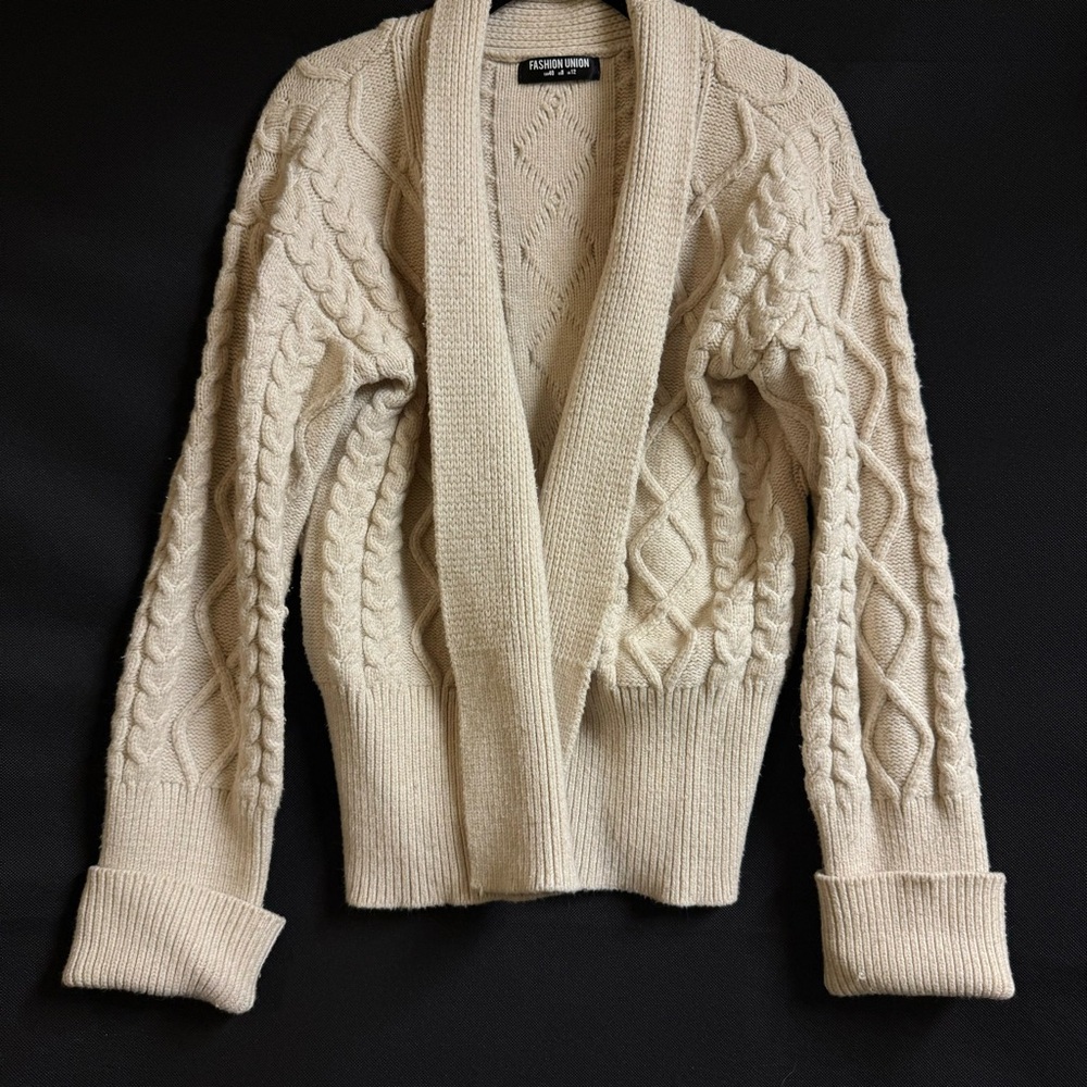 Allison Joy Cream Cable Knit Cardigan
